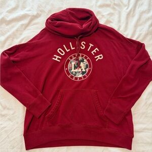 Hollister Burgundy Cowl-Neck Pullover Hoodie with LA Graphic